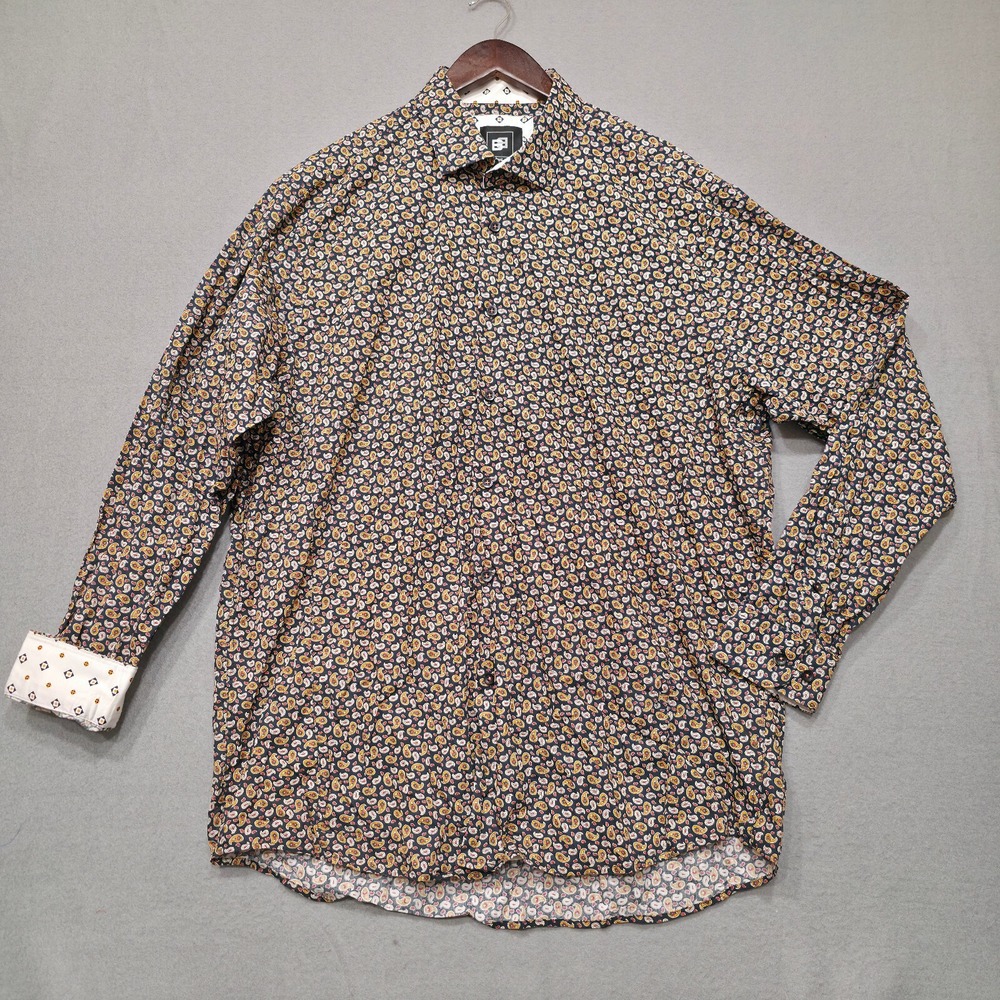 Bachrach Mens Button Up Long Sleeve‎ Flip Cuff Multicolored Shirt Size XXL